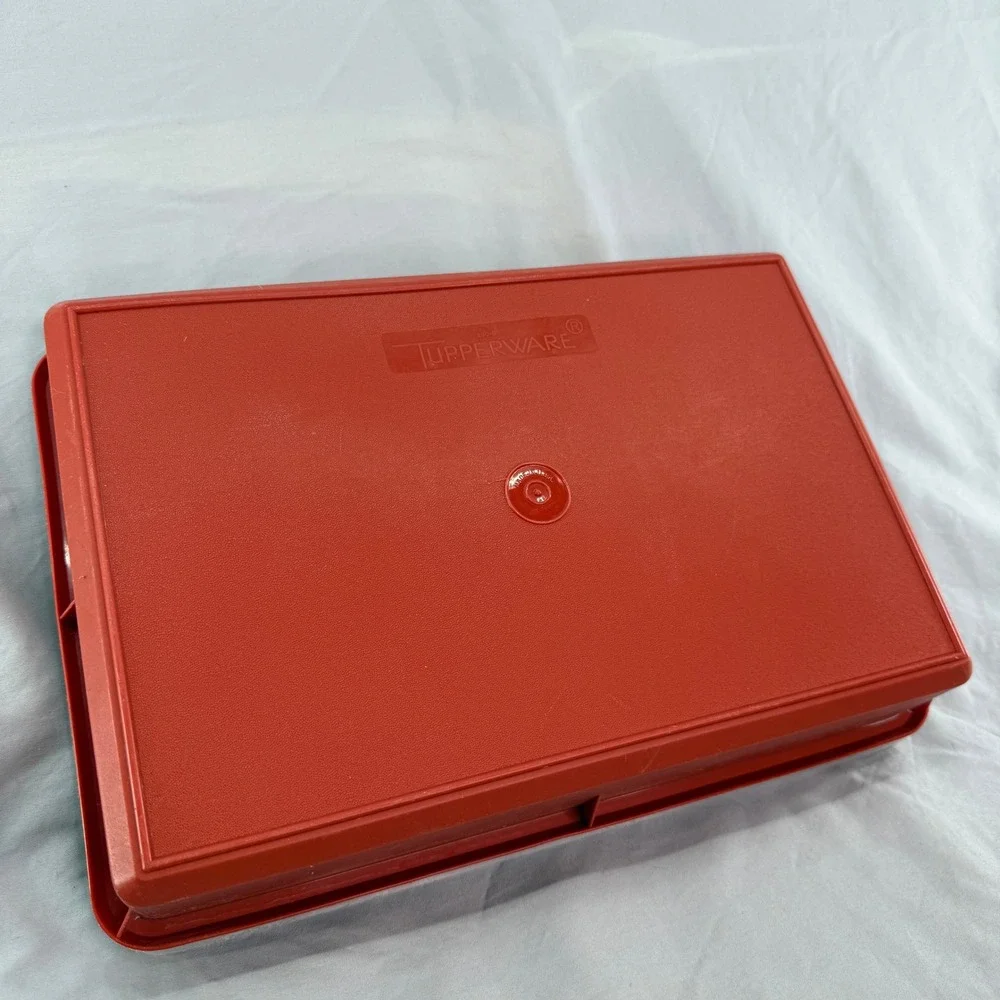 Vintage Tupperware Rectangular Storage Container Burnt Orange 290-9 Lid 291-7